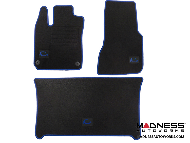 smart fortwo Floor Mats + Cargo Mat Set 453 model Carpet with Blue